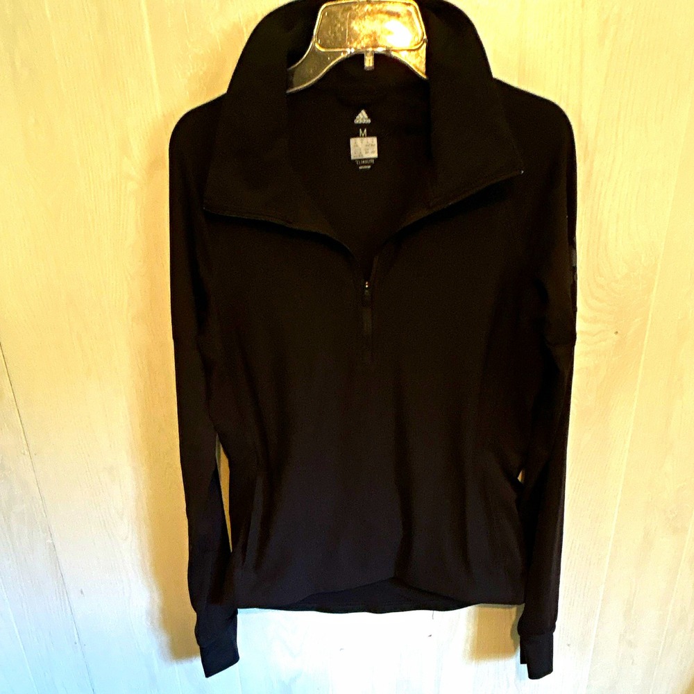 adidas Climalite women's M Black 1/4 Zip Long Sleeve Mock Neck Pullover